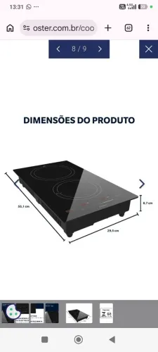 Cooktop Oster duo induction  elétrico , tanto para embutir como para usar sobre bancada.