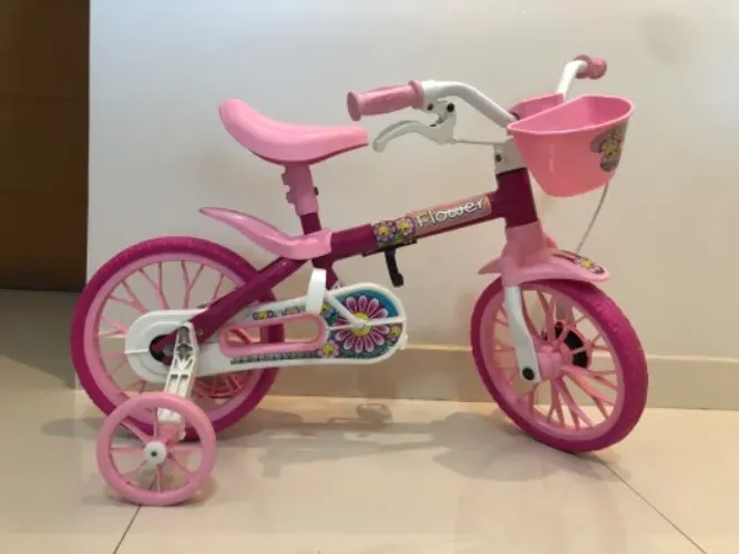 Bicicleta Infantil Aro 12 Nathor Flower Rosa - Perfeito Estado!