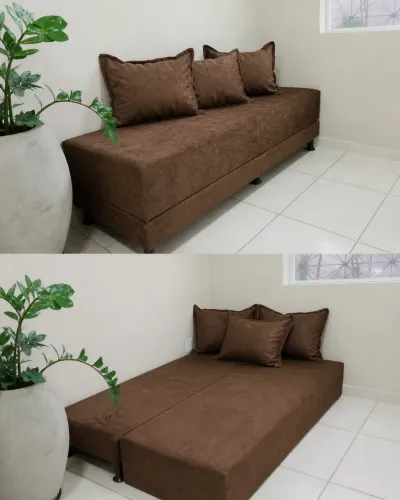 Promoção Sofá Cama Com Pés Novo