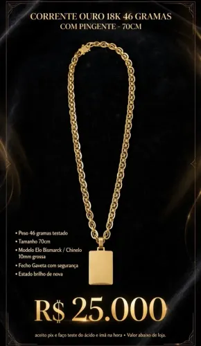 Cordão de ouro 18k peso 46 g