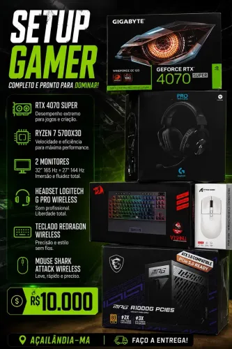 Computador PC GAMER-RYZEN 7 5700X3D RTX 4070 SUPER