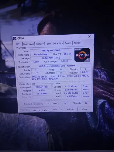 Ryzen 5 2600 6/12 funcionando perfeitamente