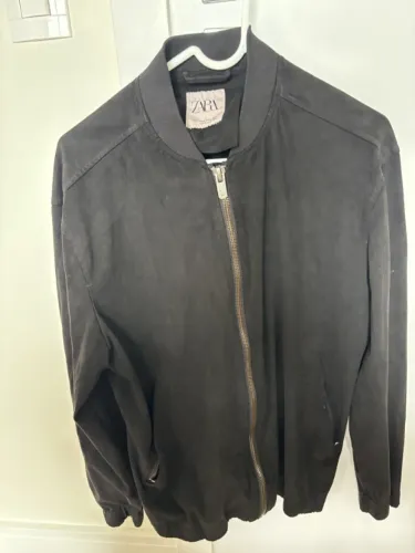 Jaqueta Bomber Zara Masculina Preta Tamanho M Toque Aveludado Tipo Camurça