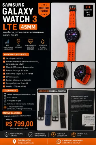 Samsung Galaxy Watch3 LTE 45mm - Completo - Excelente Estado