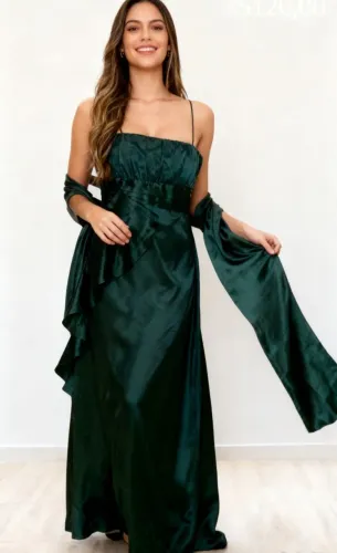 Lindo Vestido Verde com Xale G