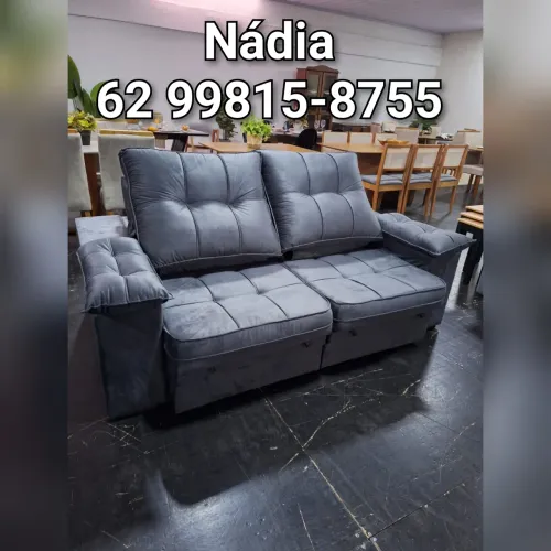 Sofá 2.0mts retrátil e reclinável cinza claro...