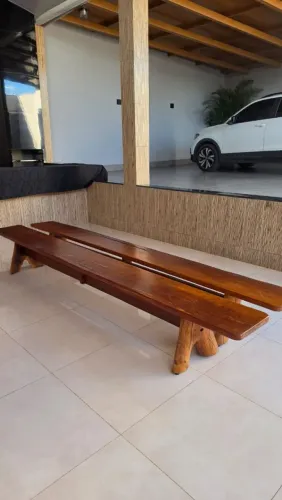Par de Bancos Rústicos em Madeira Maciça Angelim-Pedra (3,5 metros cada)