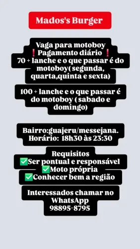 Vaga pra motoboy 
