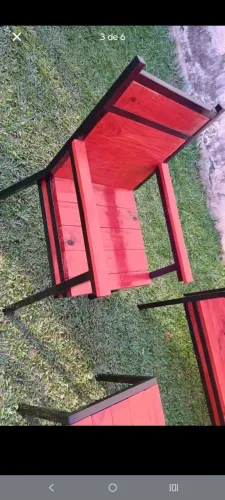 Conjunto de 4 peças para área rústica em metalan e madeira
