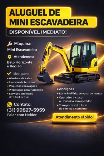 Aluguel Mini escavadeira 