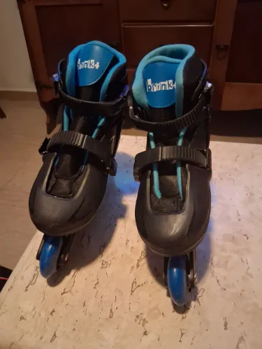 Patins Infantil 34/38 In-Line Ajustável Brink+ (Preto e Azul) - Pouco Uso
