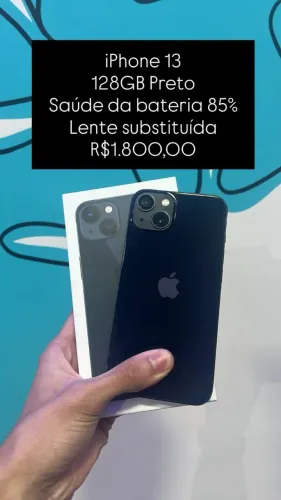 Seminovo: iPhone 13 128GB Preto - Bateria 85% - Lente Substituida | Loja Fisica
