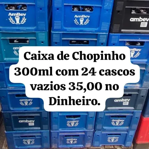 Caixa de Chopinho 300ml com 24 cascos vazios.
