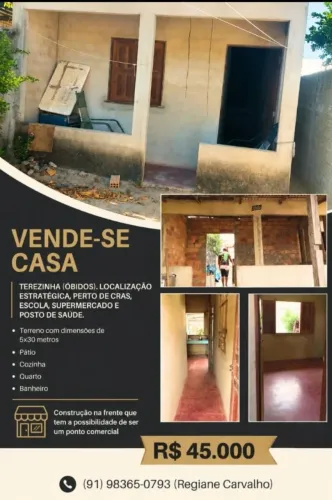 VENDO IMÓVEL - BAIRRO DE TEREZINHA - ÓBIDOS/PA