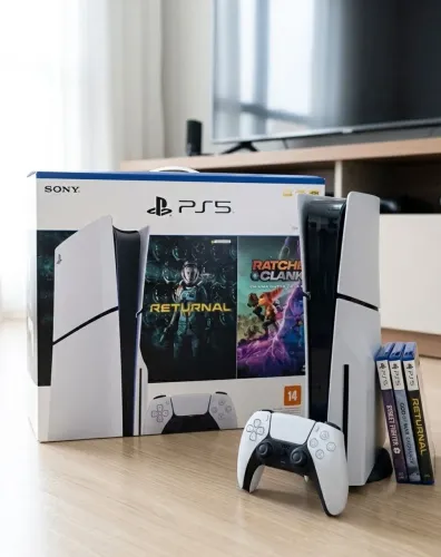 PlayStation 5 Slim com Leitor de Disco de 1 TB + 8 Jogos (Inclui Jogos Lacrados)