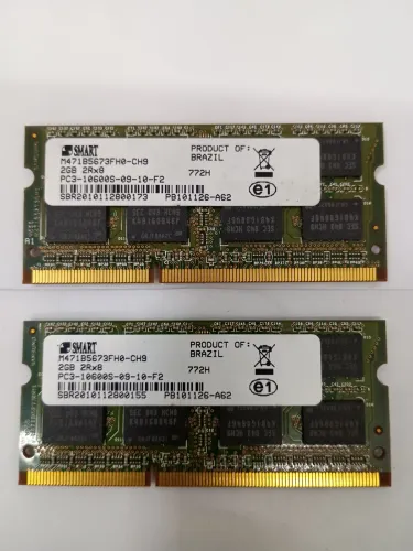 2X Memória SMART HP NOTEBOOK OU ALL IN ONE Ddr3 Smart 2gb 2rx8 Pc3 10600s 1333mhz