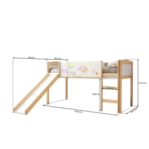 CAMA INFANTIL COM ESCORREGADOR E LOUSA