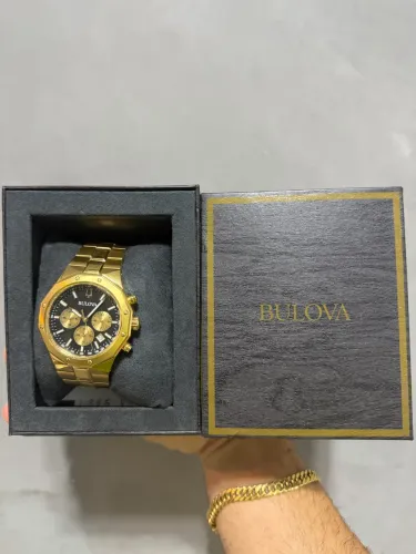 Bulova Prestige Masculino 97B232N Dourado - Completo - NF e Garantia