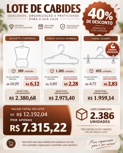 Combo de cabides para loja