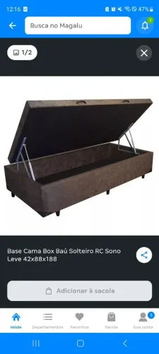Base cama solteiro baú