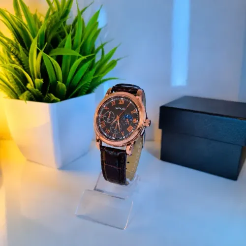 Relógio Couro Bronze Wokai® - Novo na Caixa + Pulseira e Colar