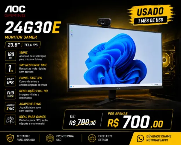 MONITOR AOC - 24G30E - 180hz NA CAIXA