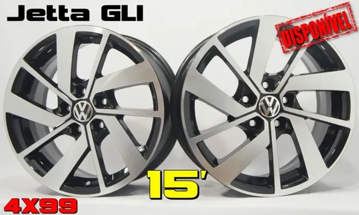 Roda aro 15 Volkswagen Jetta Gli preta com diamantado jogo 4x100 novo gol