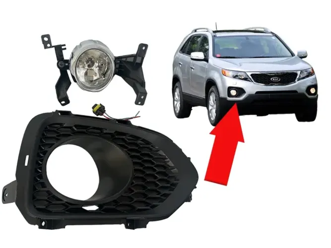 Farol de Milha e Grade Direita Kia Sorento 2010 2011 2012 e 2013