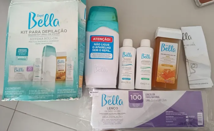 Kit Depilação Bella Roll-on Completo - Cera, Lenços e Cremes