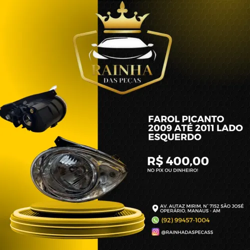 Farol Picanto 2009 até 2011 Lado Esquerdo