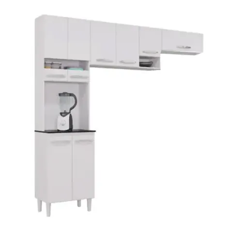 Armário Cozinha Compacta Isadora Branco 8 Pts Poquema - Entrega Rápida! 