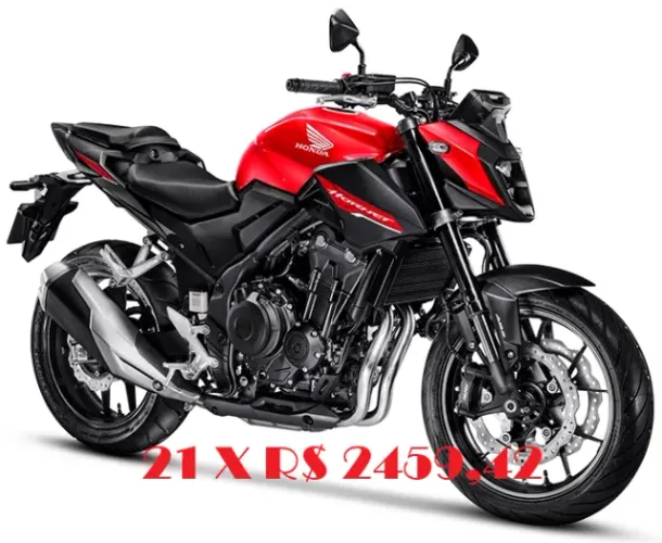 CB 500 Hornet 2026 - 21 X R$ 2459,42 no cartão de crédito