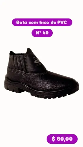 Bota de Couro com Bico de PVC - Nº 39 / 40