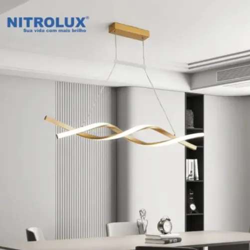 Luminária Pendente Led Ondas Moderno Curvas 3em1 Bivolt 30w