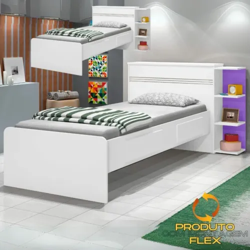 Cama Solteiro Jade com Cabeceira Baú  - Entrega Rápida 