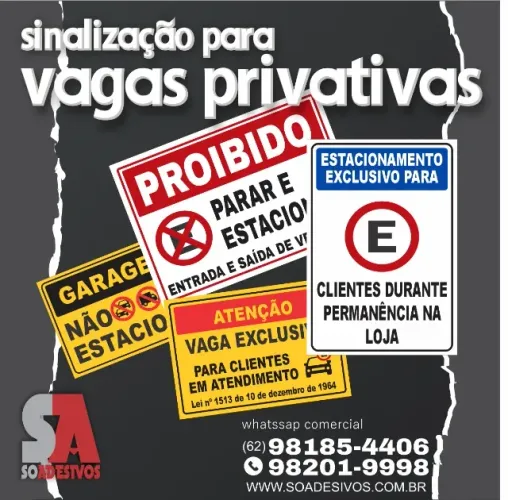 Placas GARAGEM / VAGAS PRIVATIVAS, COM OU SEM PEDESTAL