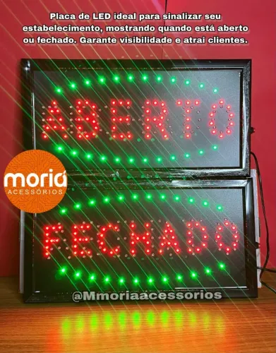 Placa De Led Letreiro Luminoso Aberto e Fechado