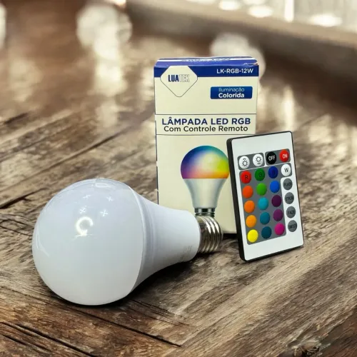 Lâmpada LED RGB com Controle Remoto 12W - Iluminação Colorida