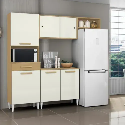 Armário Cozinha Compacta Isabelle Atacama.Off White Aramoveis - Entrega Rápida!