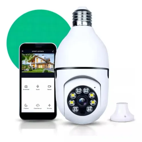Camera Ip Inteligente Lampada Panoramica App Yoosee Wifi Espiã Giratoria 360º