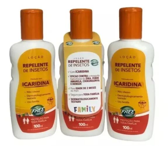 Kit C/3 Repelentes Com Icaridina Gel Loção 100 Ml P/ Família