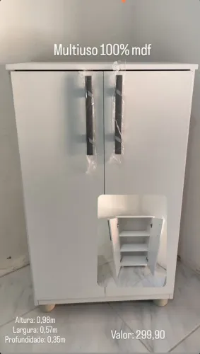 Armário Multiuso MDF Branco - Organização e Design