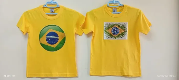 Kit C/2 Camisetas Algodão Tamanho 8 - Tema Brasil