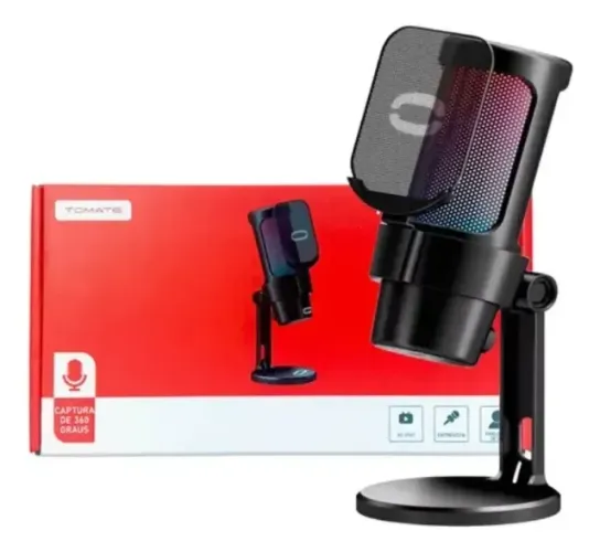 Microfone Rgb Condensador Gamer Usb Led Tomate Mt-1070r