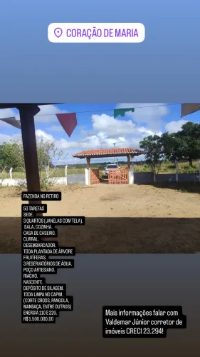 Localização privilegiada venda coração de Maria 20 minutos de Feira de Santana 