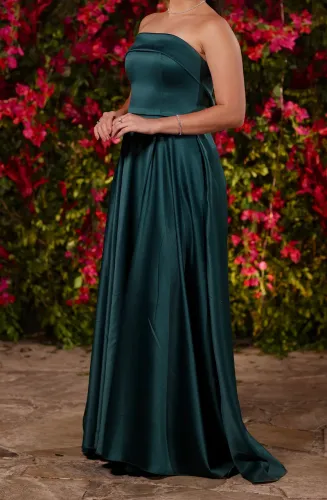 Vestido longo / tomara que caia / verde esmeralda - Tamanho P (36/38)