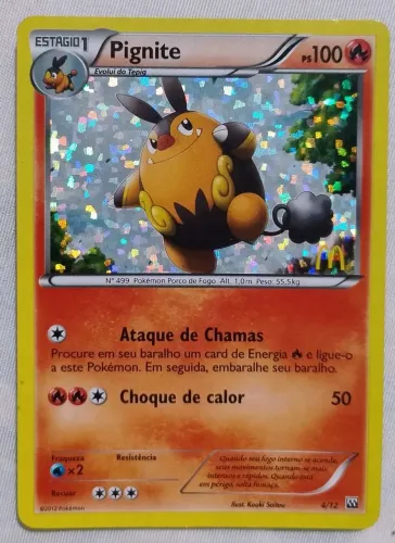 Card Pignite holográfico Pokémon TCG 2012