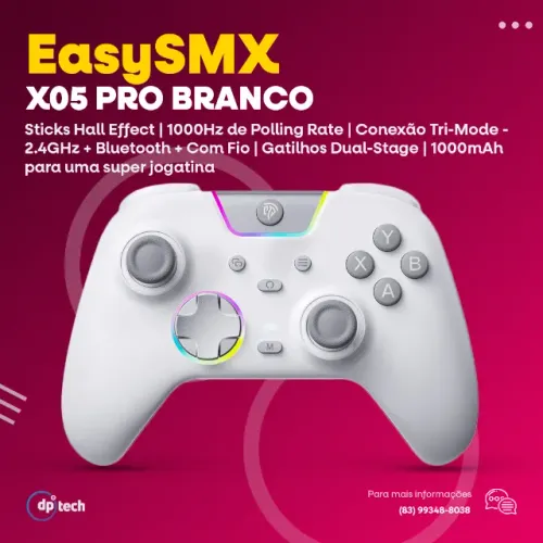 PROMOÇÃO!! Controle EasySMX X05Pro | 1000Hz Polling Rate | Bateria 1000mAh | TriMode
