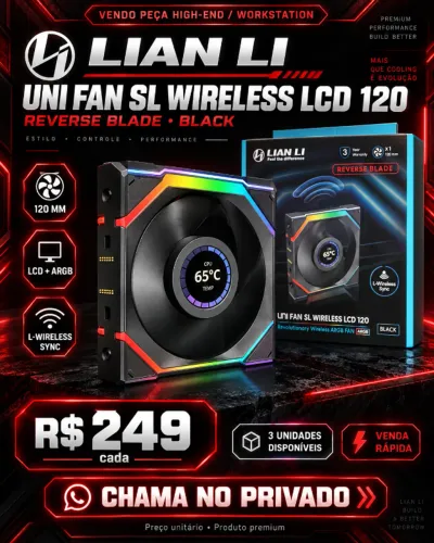 Fan Lian Li UNI FAN SL Wireless LCD 120 Reverse Black - Unidade