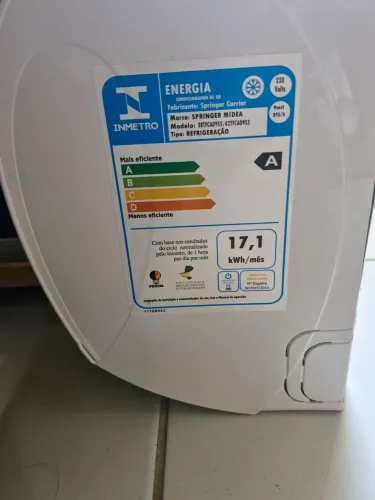 Ar condicionado Springer Midea 9.000 BTUs, 220V, usado, completo, só frio, classe A
